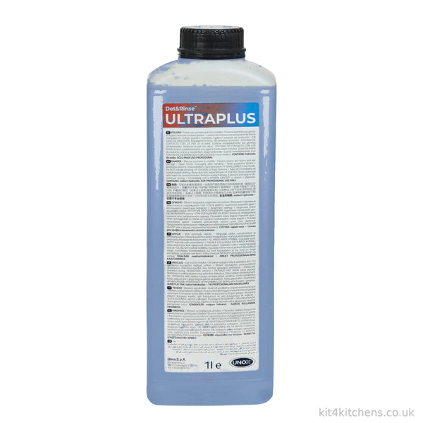 Unox Det&Rinse ULTRAPLUS 1L, blue liquid – front label